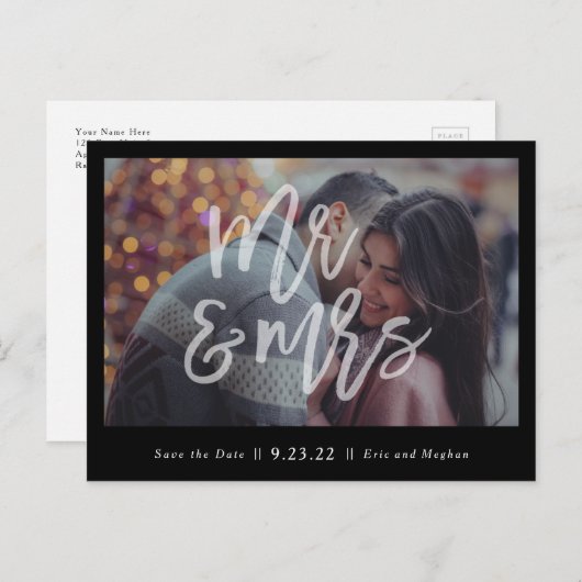 Mr & Mrs Save the Date Briefkaart (Voorkant / Achterkant)