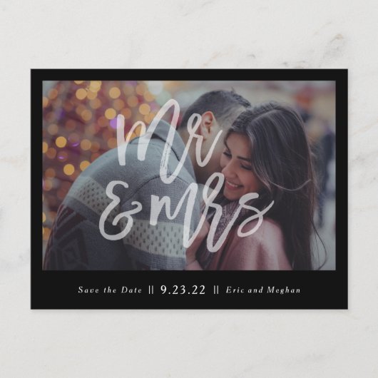 Mr & Mrs Save the Date Briefkaart (Voorkant)