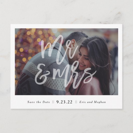 Mr & Mrs Save the Date Briefkaart (Voorkant)