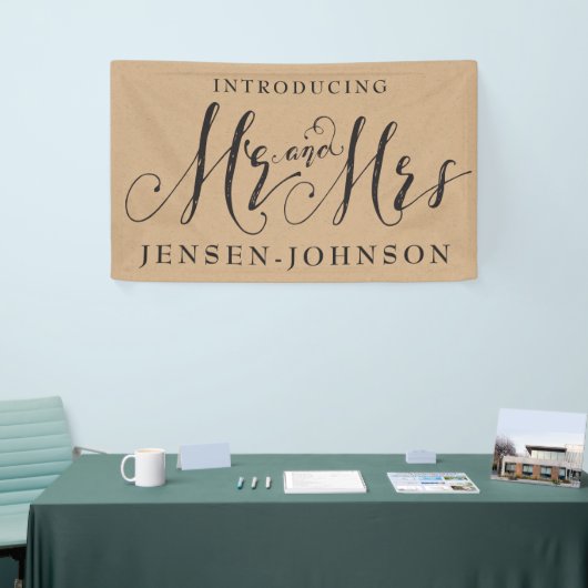 Mr & Mrs Script Cursieve Typografie Bruiloft Banne Spandoek (Beurs)