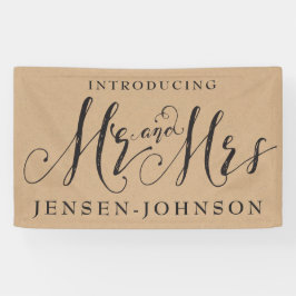 Mr & Mrs Script Cursieve Typografie Bruiloft Banne Spandoek