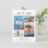Mr Mrs Script Four Photo Wedding Save the Date (Staand voorkant)