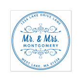 Mr & Mrs Script Hart Bloemen retouradres Zelfinktende Stempel (Design)