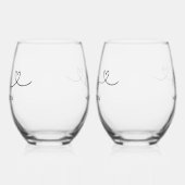 Mr. Mrs. Script Hart Bruiloft Wijnglas Zonder Voet (Links)