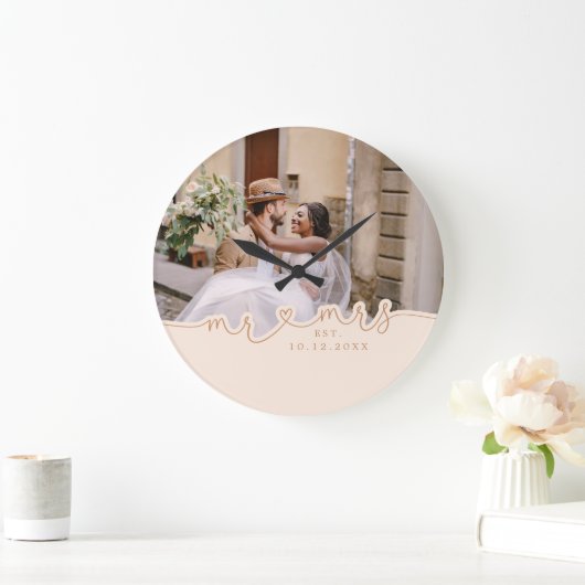 Mr Mrs Script Heart Photo Wedding Grote Klok (Huis)