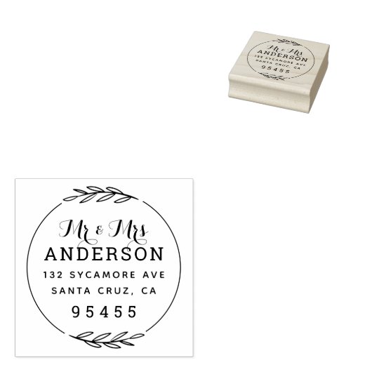Mr & Mrs Script | Terugkeeradres echtpaar Rubberstempel (Gestempeld)