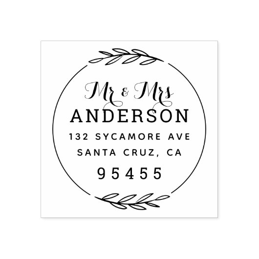 Mr & Mrs Script | Terugkeeradres echtpaar Rubberstempel (Afrduk)