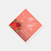 Mr & Mrs Script Typografie Rozen Bloemenkoraal Servet (Hoek)