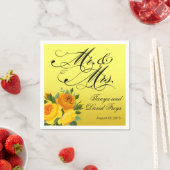 Mr & Mrs Script Typografie Rozen Bloemgeel Servet (Insitu)