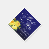 Mr & Mrs Script Typografie Rozen Floral navy Servetten (Hoek)