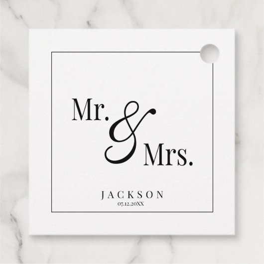 Mr & Mrs Scripty Black & White Bedankjes Labels (Achterkant)