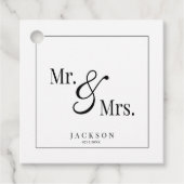 Mr & Mrs Scripty Black & White Bedankjes Labels (Voorkant)