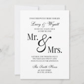 Mr & Mrs Scripty Black & White huwelijksuitnodigin Kaart (Voorkant)