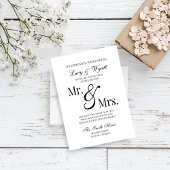 Mr & Mrs Scripty Black & White huwelijksuitnodigin Kaart