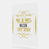Mr & Mrs Scroll Naam toevoegen Gold Acryl Teken Acryl Bord (Hoek)