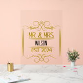 Mr & Mrs Scroll Naam toevoegen Gold Acryl Teken Bord (Huwelijk)