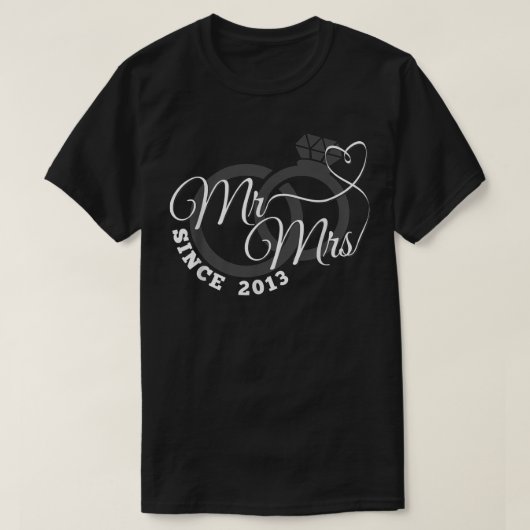 Mr & Mrs. Sedert 2013, 9th Wedding Jubileum Match T-shirt (Design voorkant)