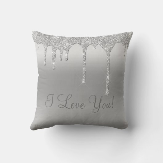 Mr. & Mrs Silver Glitter Wedding Keepomwille Elega Kussen (Achterkant)