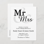 Mr&Mrs Simple Elegant Typografie Save the Date Aankondigingskaart (Voorkant / Achterkant)