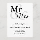Mr&Mrs Simple Elegant Typografie Save the Date Aankondigingskaart (Voorkant)