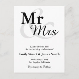 Mr&Mrs Simple Elegant Typografie Save the Date Aankondigingskaart