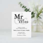 Mr&Mrs Simple Elegant Typografie Save the Date Aankondigingskaart (Staand voorkant)