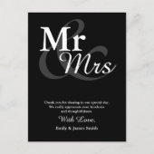 Mr&Mrs Simple Elegant Typography Wedding Dank u Briefkaart (Voorkant)
