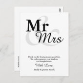 Mr&Mrs Simple Elegant Typography Wedding Dank u Briefkaart (Voorkant / Achterkant)