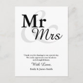 Mr&Mrs Simple Elegant Typography Wedding Dank u Briefkaart (Voorkant)