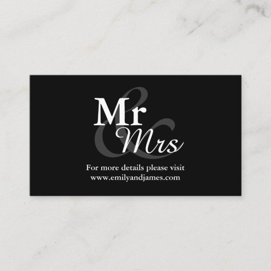 Mr&Mrs Simple Elegant Typography Wedding Details Informatiekaartje (Voorkant)