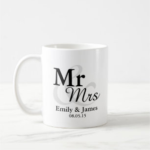 Mr&Mrs Simple Elegant Typography Wedding Favor Koffiemok