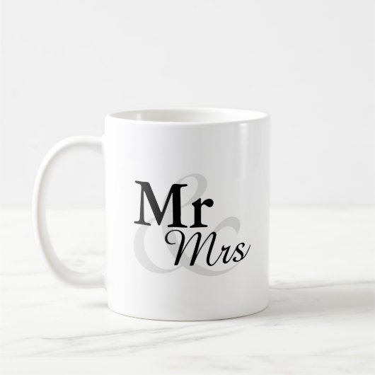 Mr&Mrs Simple Elegant Typography Wedding Favor Koffiemok (Links)