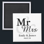 Mr&Mrs Simple Elegant Typography Wedding Favor Magneet<br><div class="desc">Eenvoudige Elegant Typografie Black en white "Mr&Mrs." huwelijksgunst. Klik op de knop Aanpassen om het ontwerp aan te passen door de achtergrondkleur te kiezen die u wilt en zelfs uw eigen tekst toe te voegen. Overeenkomende objecten zijn ook in voorraad.</div>