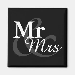 Mr&Mrs Simple Elegant Typography Wedding Favor Magneet