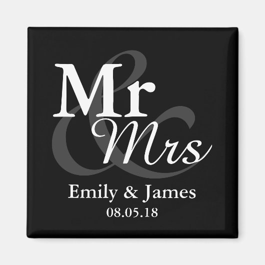 Mr&Mrs Simple Elegant Typography Wedding Favor Magneet (Voorkant)