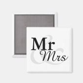 Mr&Mrs Simple Elegant Typography Wedding Favor Magneet (Voorkant / Achterkant)