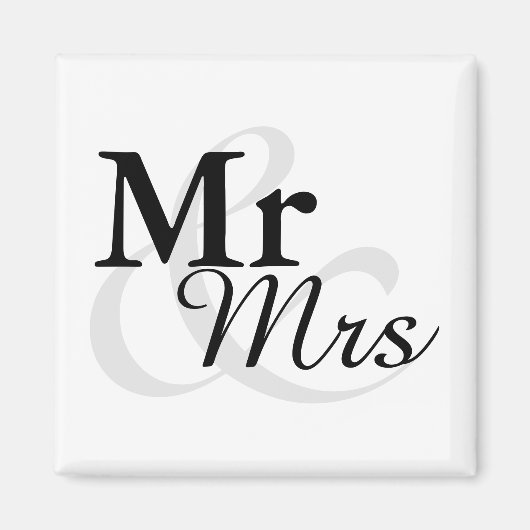 Mr&Mrs Simple Elegant Typography Wedding Favor Magneet (Voorkant)