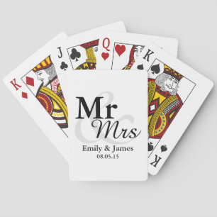 Mr&Mrs Simple Elegant Typography Wedding Favor Speelkaarten
