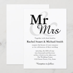 Mr &Mrs Simple Elegant Typography Wedding Kaart