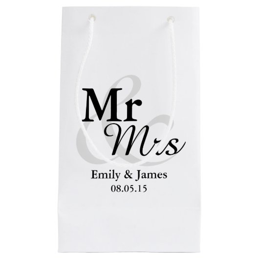 Mr&Mrs Simple Elegant Typography Wedding Klein Cadeauzakje (Voorkant)