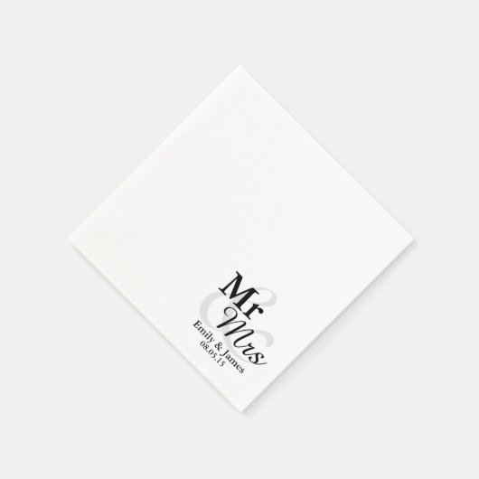 Mr&Mrs Simple Elegant Typography Wedding Servetten (Hoek)