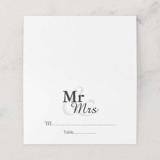Mr&Mrs Simple Elegant Wedding Plaatskaartje (Buitenkant ongevouwen)