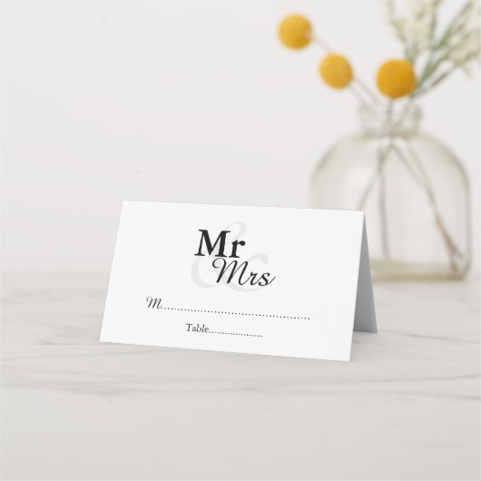 Mr&Mrs Simple Elegant Wedding Plaatskaartje (Voorkant)