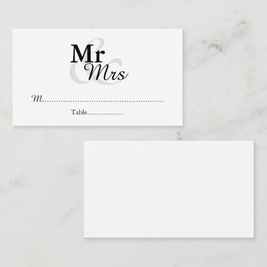 Mr&Mrs Simple Elegant Wedding Plaatskaartje (Voorkant / Achterkant)