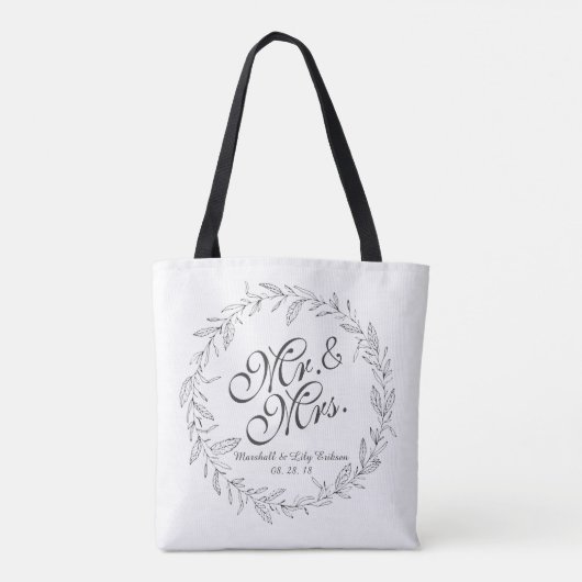 Mr. & Mrs. Simple Floral Wedding | Tote bag (Achterkant)