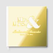 Mr Mrs Simple Gold Foil White Script Wedding Gastenboek (Voorkant)