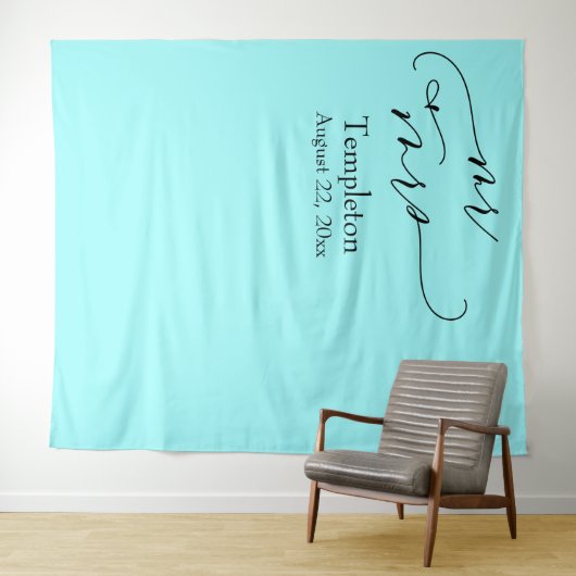 Mr & Mrs Simple Links Uitgelijnd Aqua Foto Achterg Wandkleed (In Situ (horizontaal))