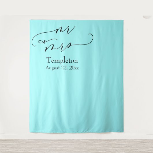 Mr & Mrs Simple Links Uitgelijnd Aqua Foto Achterg Wandkleed (Voorkant)