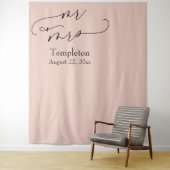 Mr & Mrs Simple Links Uitgelijnde Blush Foto Achte Wandkleed (In situ)