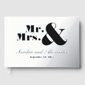 Mr Mrs Simple Silver Foil White Script Wedding Gastenboek (Voorkant)